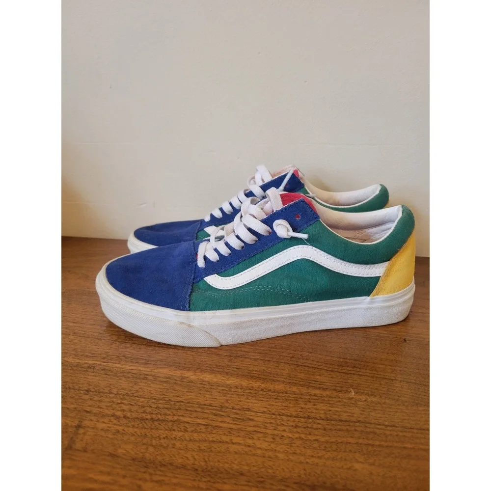 Vans Old Skool Yacht Club Colorblock Skate Shoes Blue Green Yellow Womens 8.5